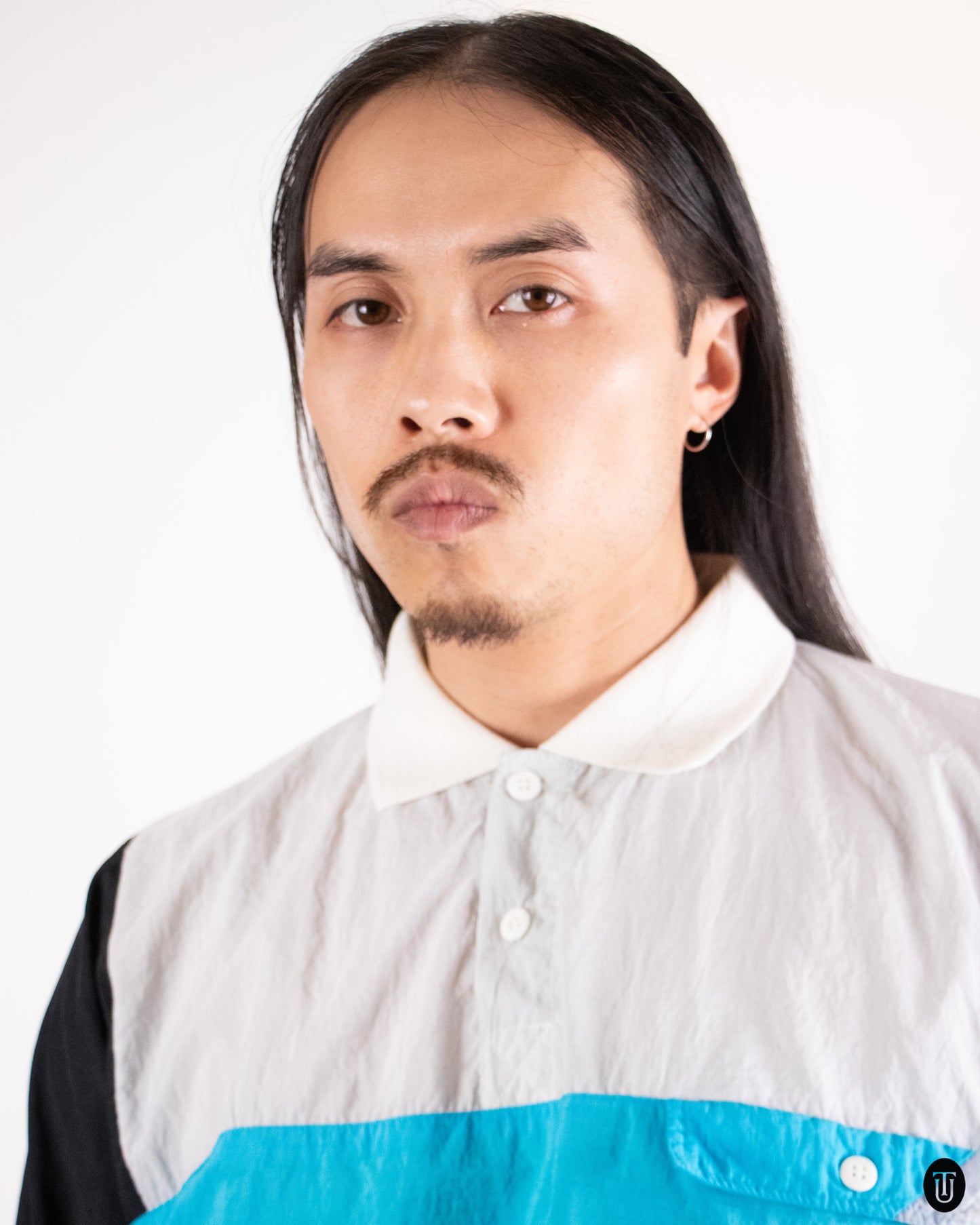 80's Christian Dior "Monsieur" Turquoise Colour-Block Polo M