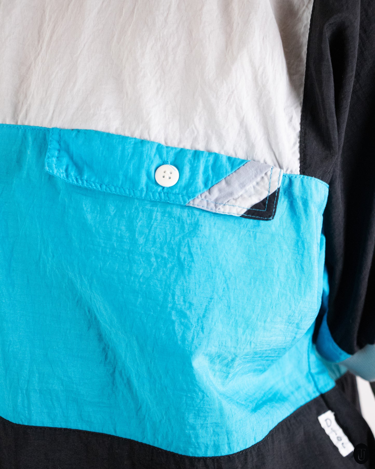 80's Christian Dior "Monsieur" Turquoise Colour-Block Polo M
