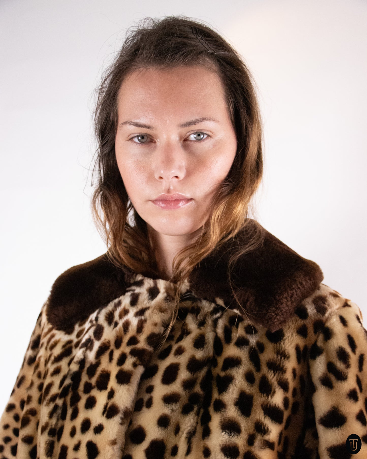60's Leopard Printed Shearling Coat M