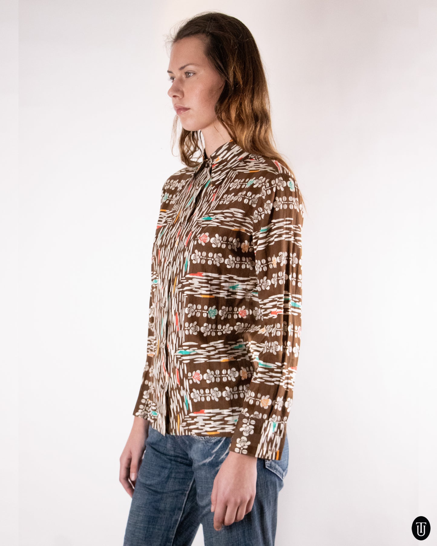 70's Lanvin Printed Cotton Shirt S
