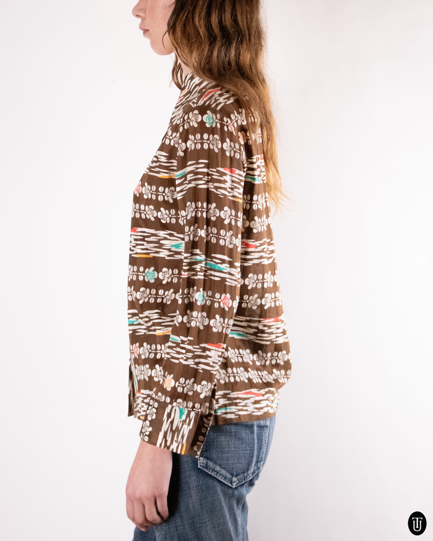 70's Lanvin Printed Cotton Shirt S