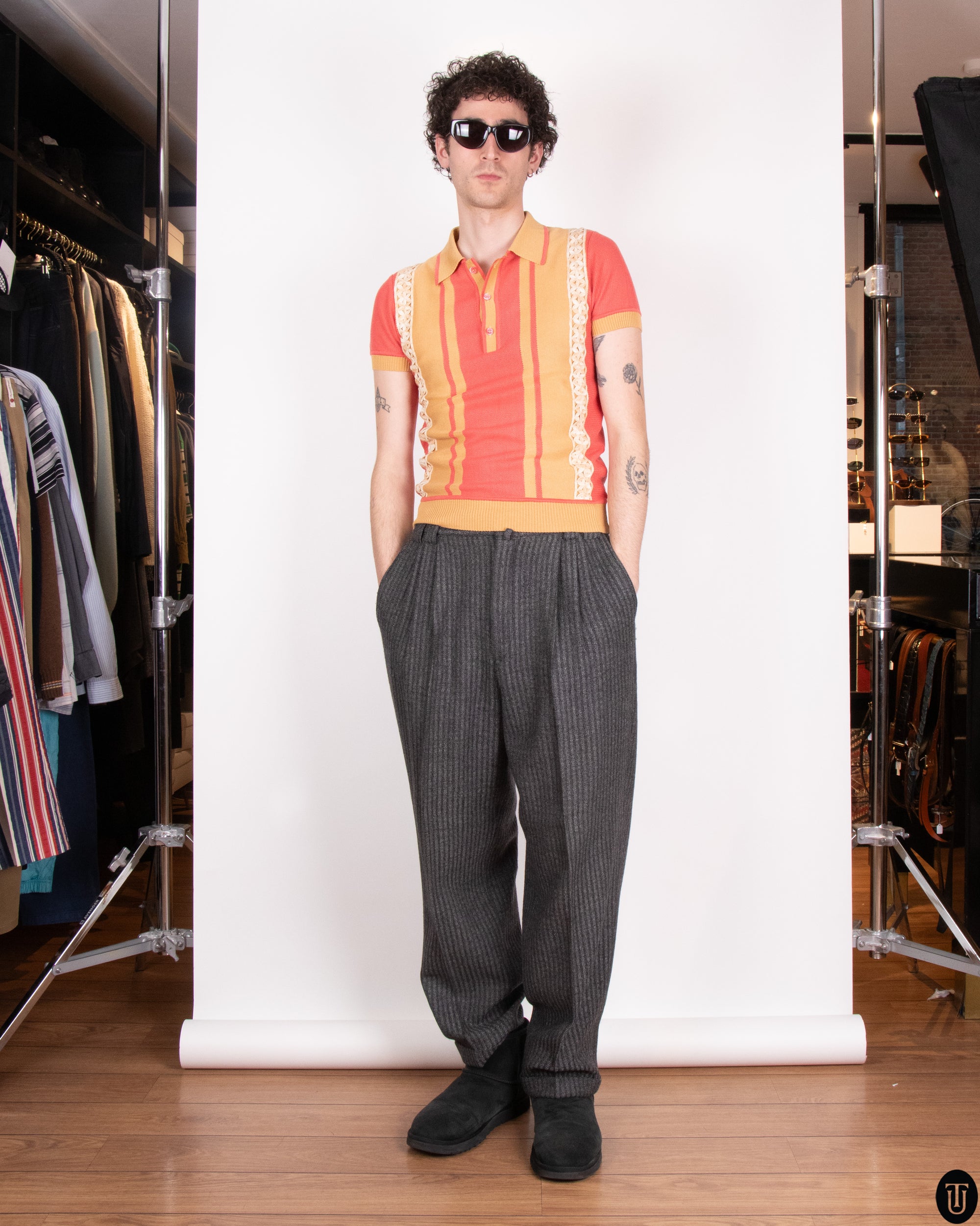 70's Missoni Knit Polo With Lace S
