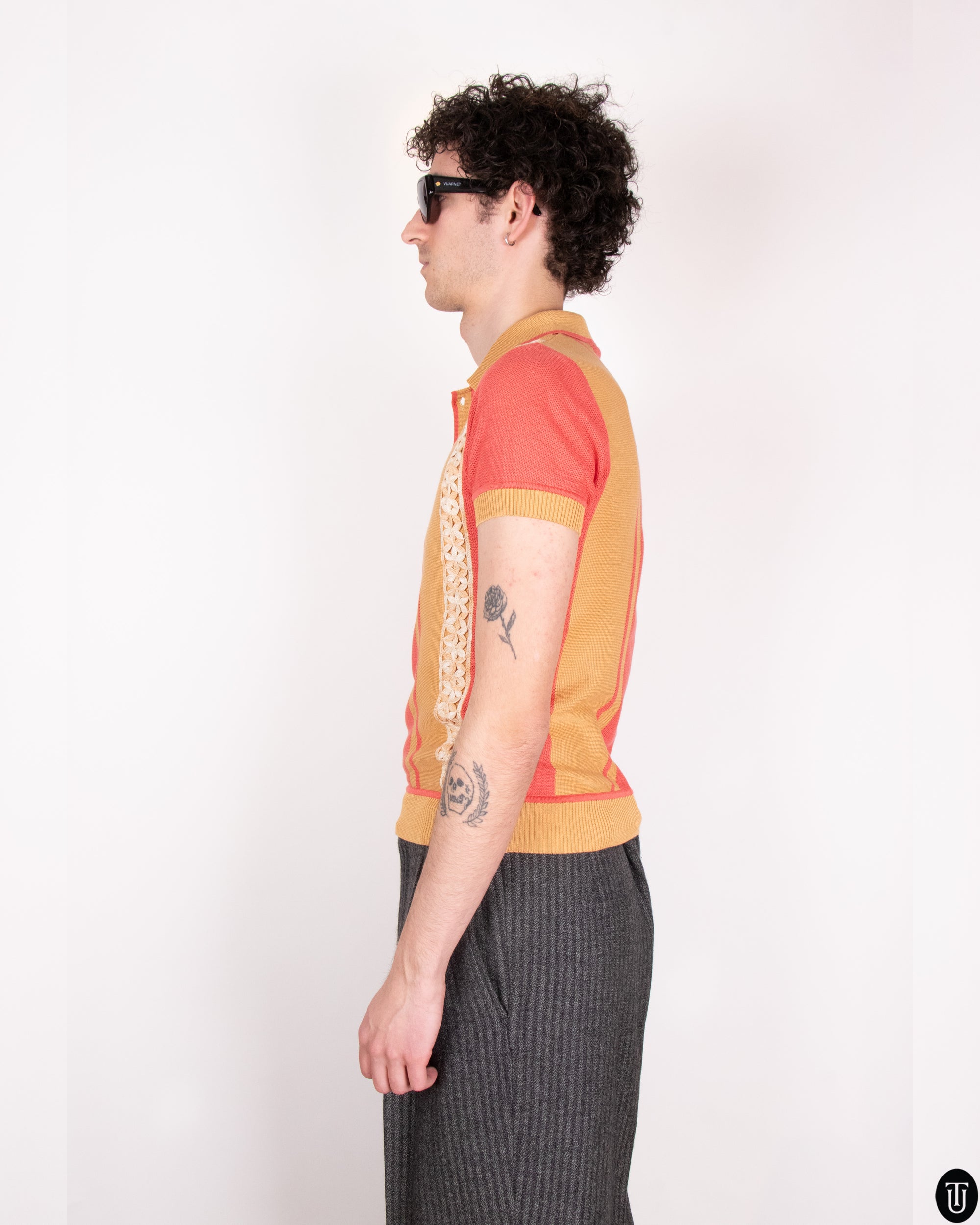 70's Missoni Knit Polo With Lace S