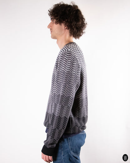 00's Missoni Grey Tone Zig Zag Knit L