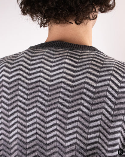 00's Missoni Grey Tone Zig Zag Knit L