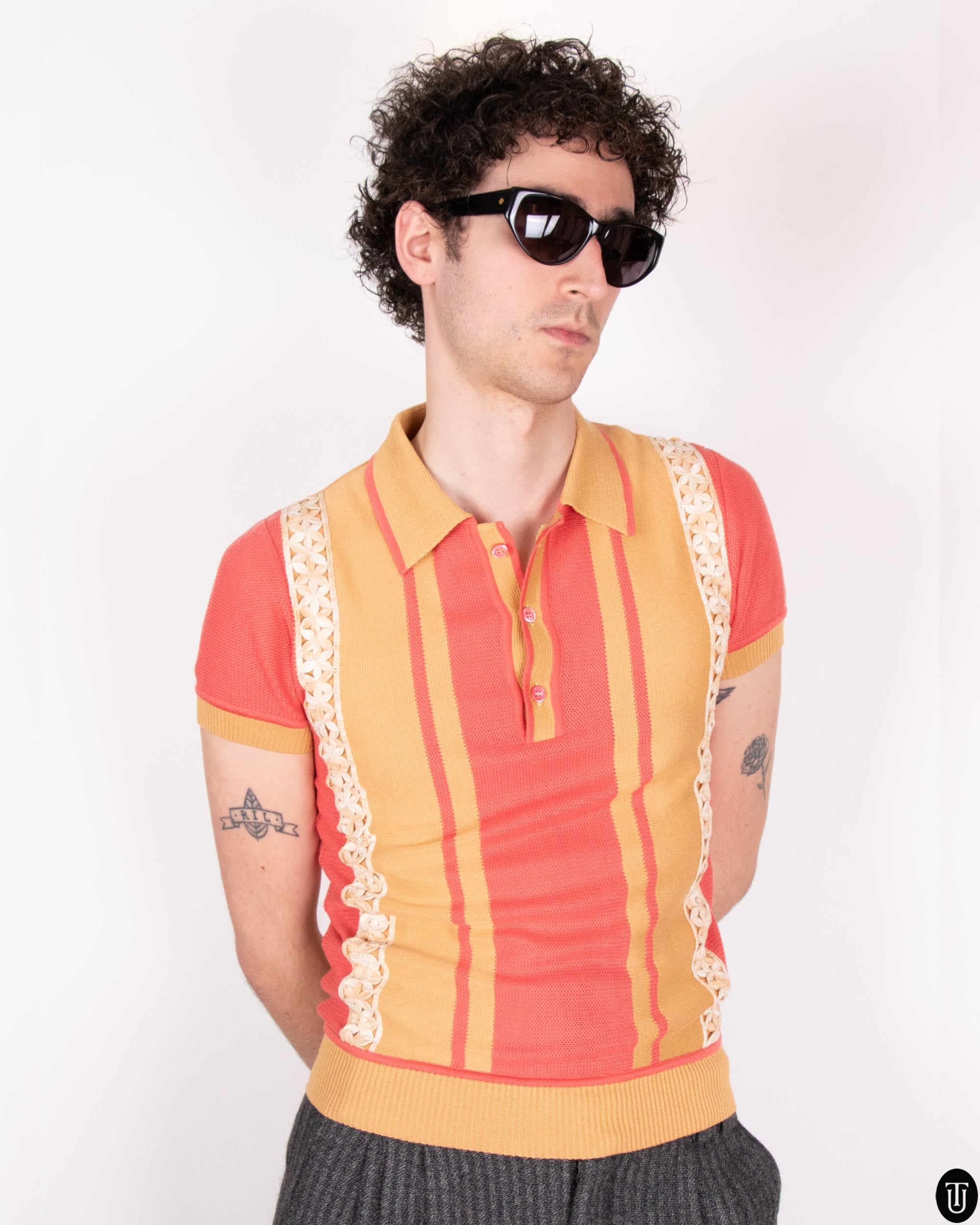 70's Missoni Knit Polo With Lace S