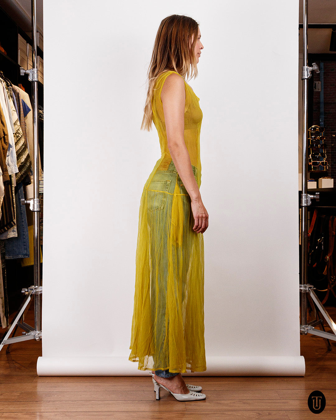 2000s Yohji Yamamoto Sheer Yellow Dress M