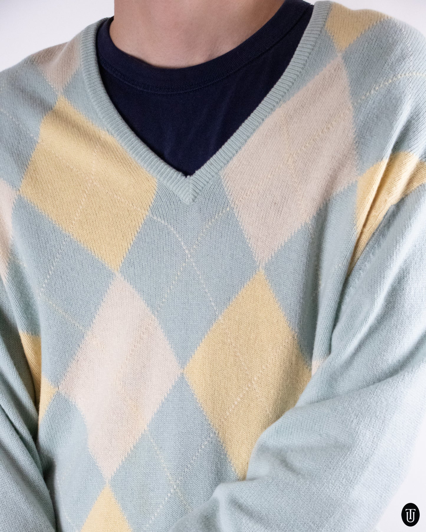 80's Pringle Classic Cashmere Diamond Print Sweater L