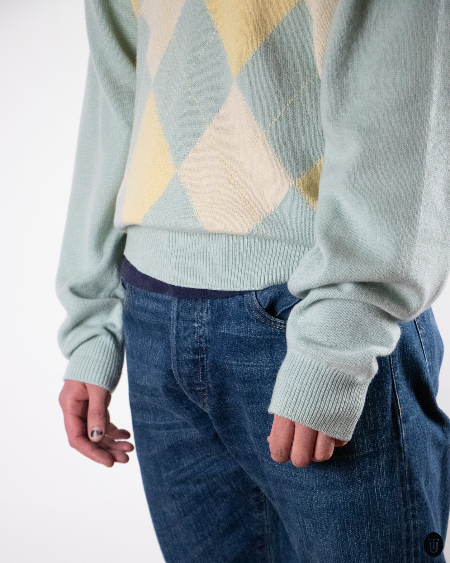 80's Pringle Classic Cashmere Diamond Print Sweater L