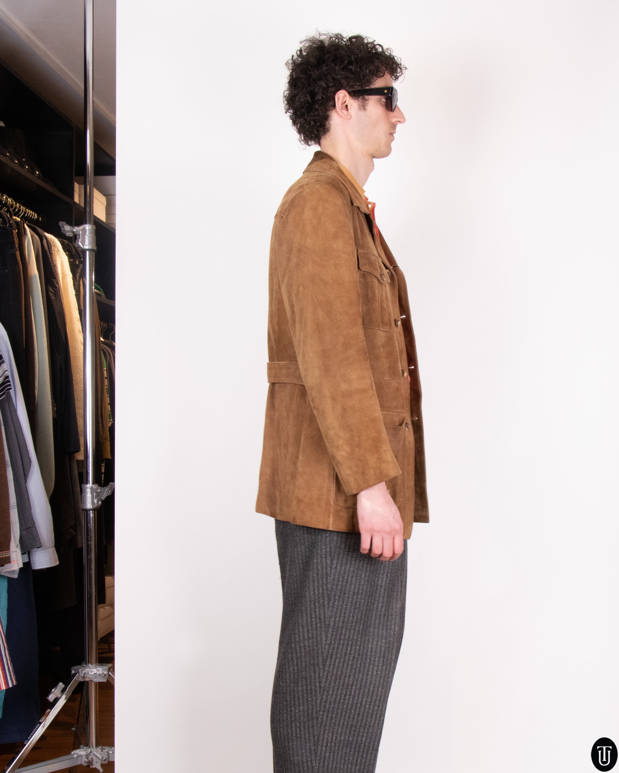 70s Italian Camel Suede Jacket S