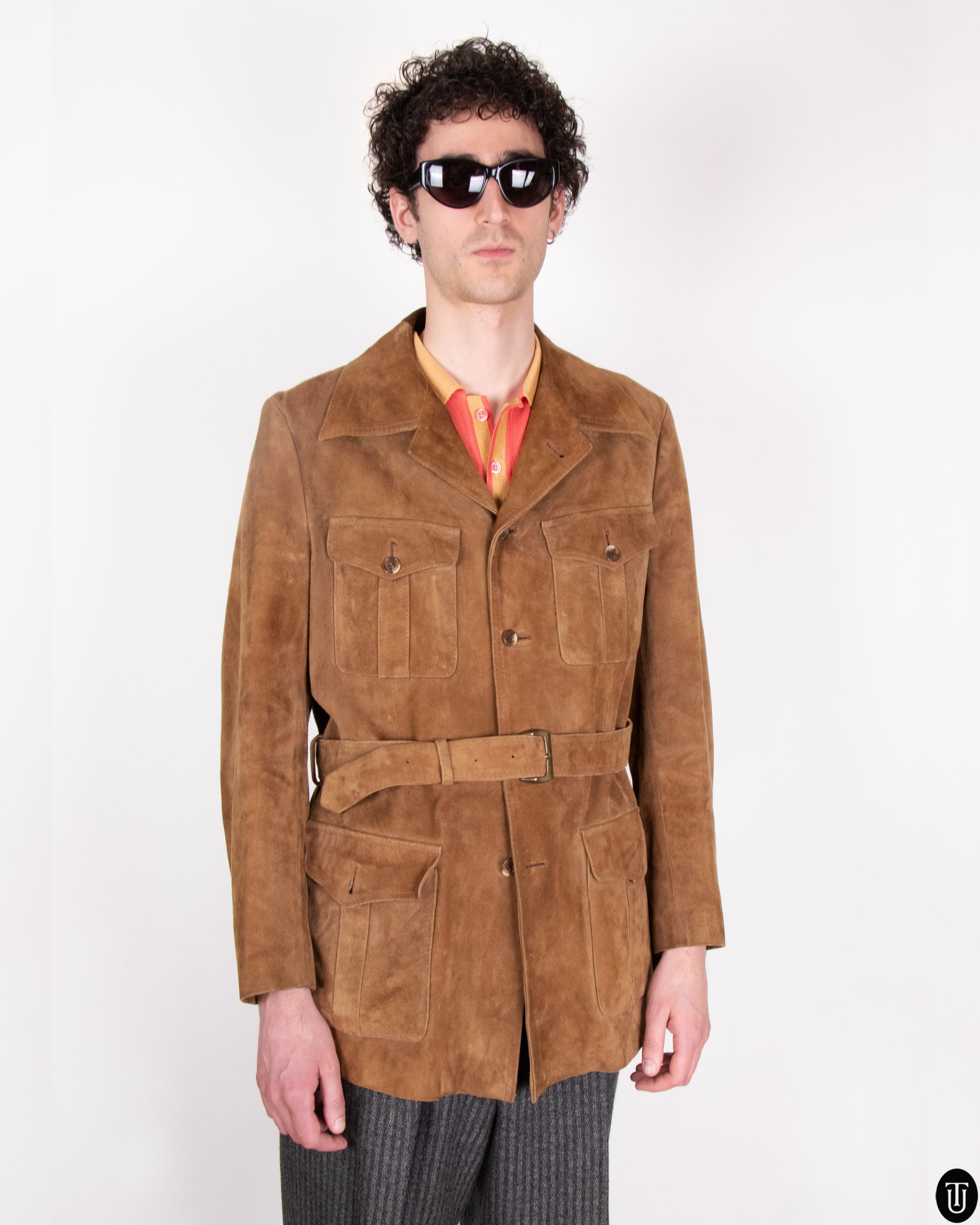 70s Italian Camel Suede Jacket S