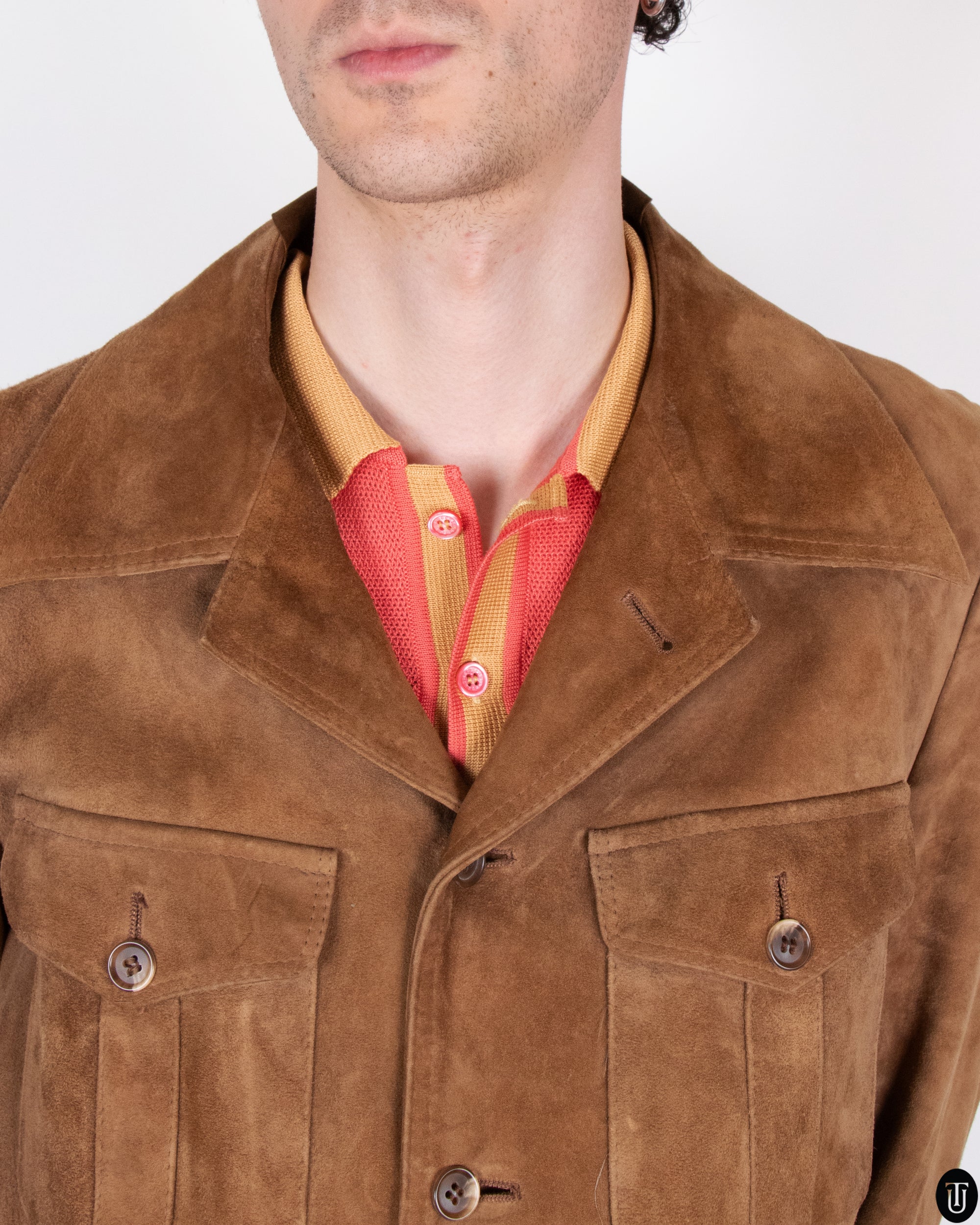 70s Italian Camel Suede Jacket S