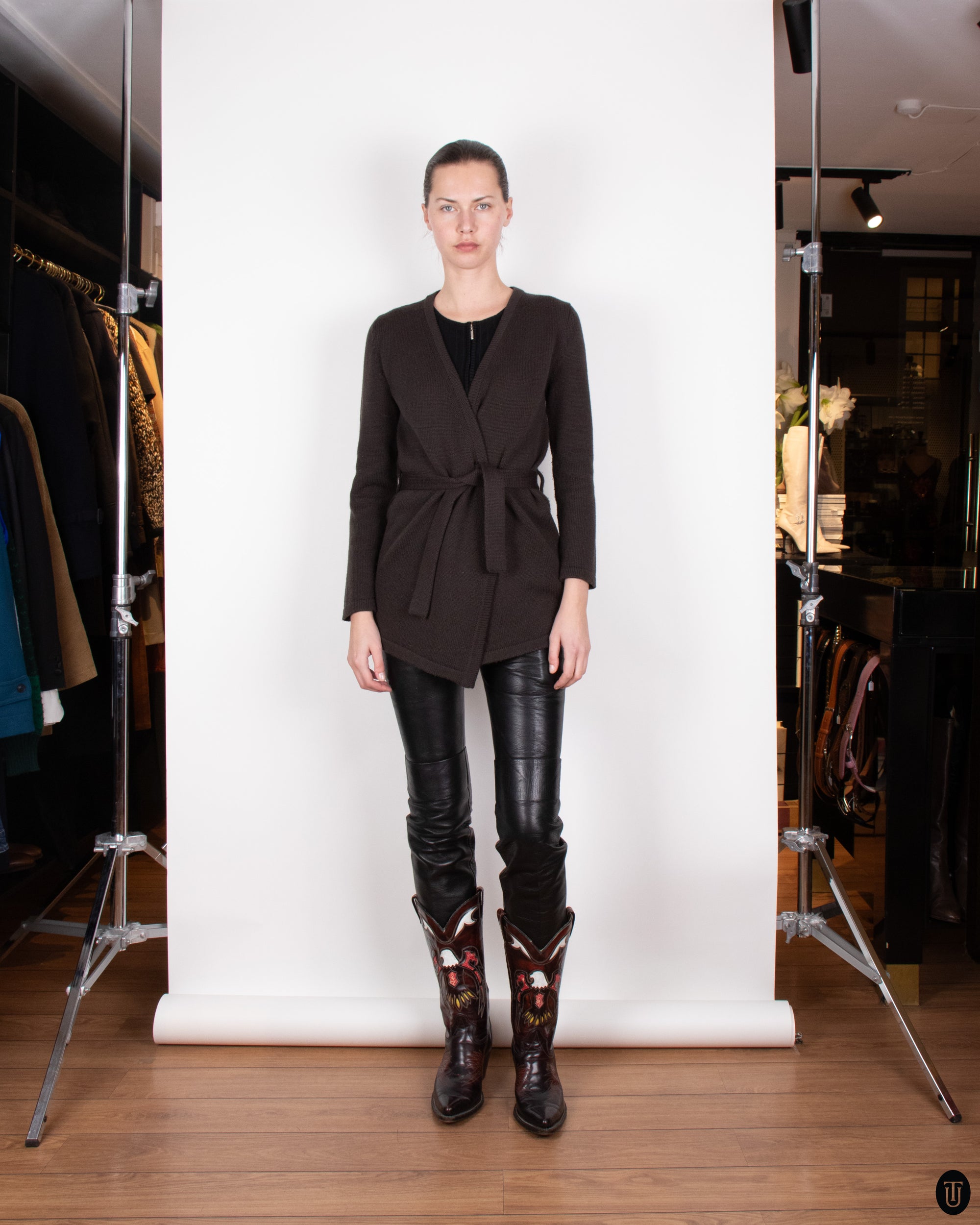 70's Yves Saint Laurent Rive Gauche Brown Wool Cardigan M