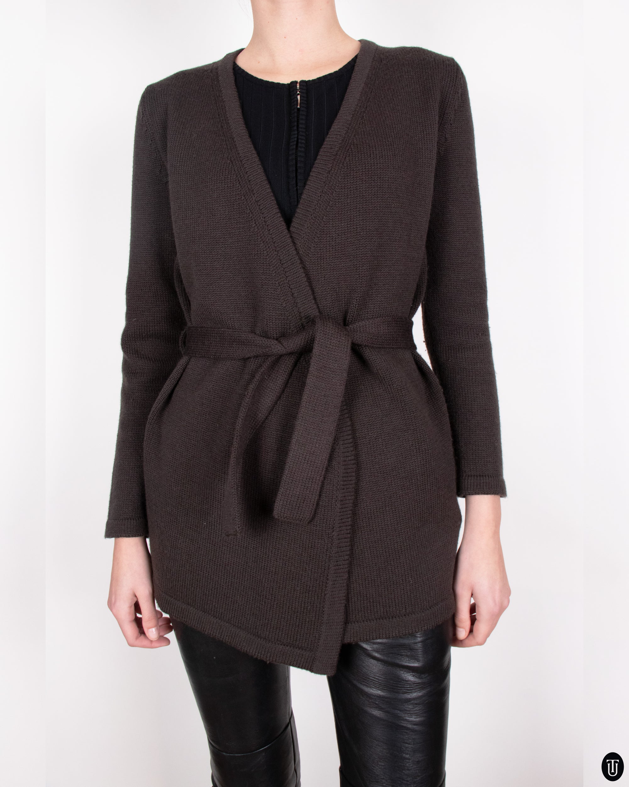 70's Yves Saint Laurent Rive Gauche Brown Wool Cardigan M