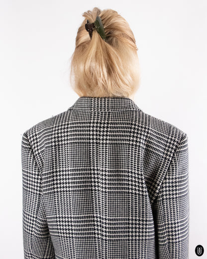 80's Yves Saint Laurent Checkered Wool Blazer XL