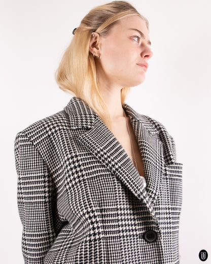 80's Yves Saint Laurent Checkered Wool Blazer XL