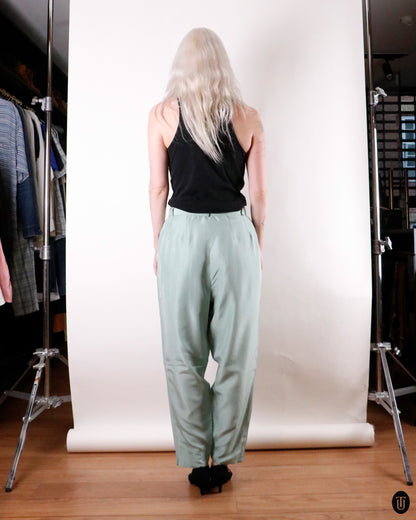 80's Krizia Trends Silk Barrel Trousers M