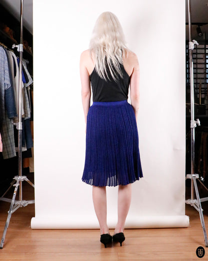 00's Missoni Blue Metallic Pleated Midi-Skirt M