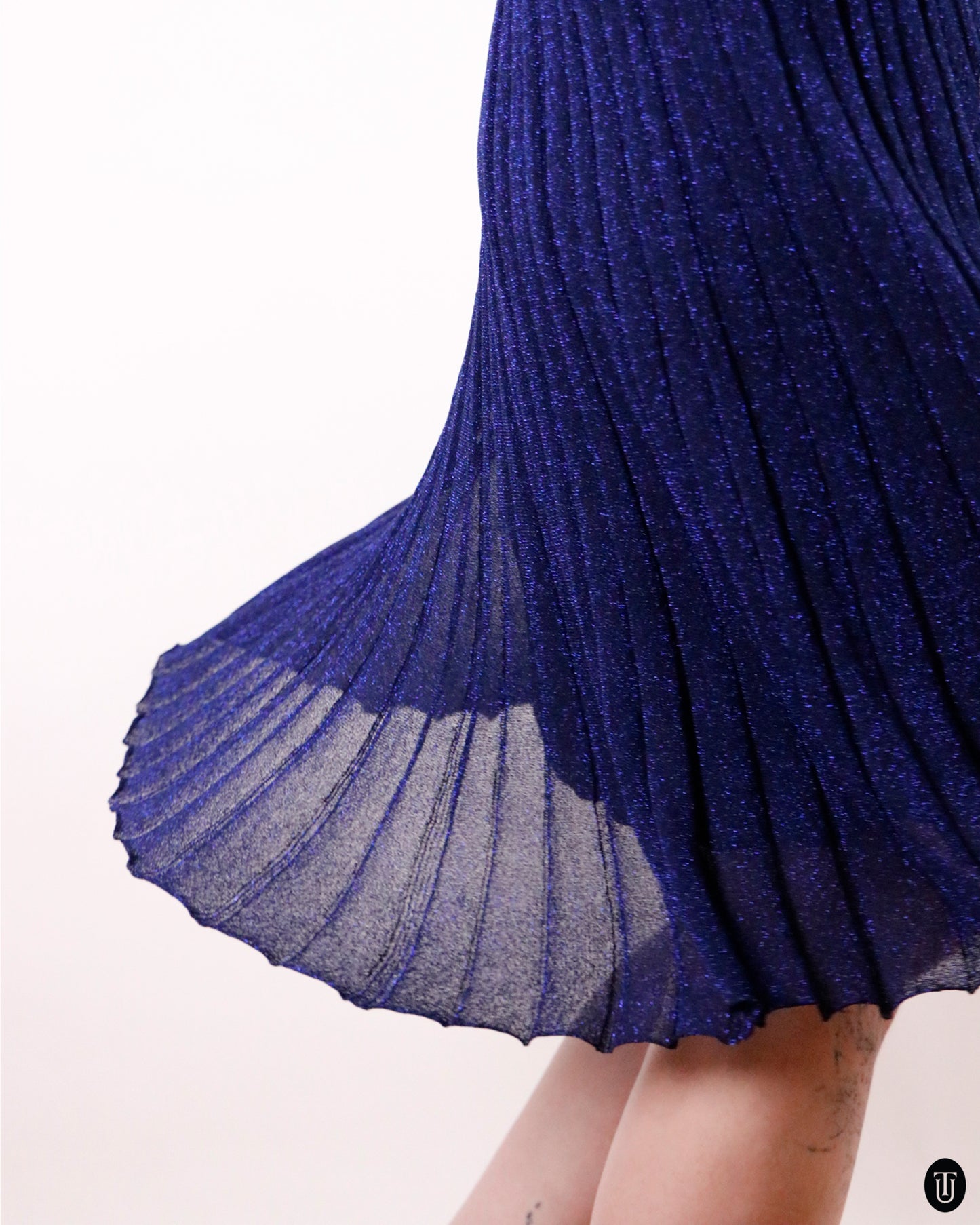00's Missoni Blue Metallic Pleated Midi-Skirt M