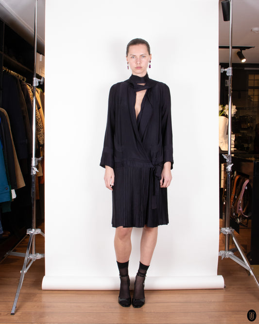 20's Pleated Drop Waist Dress S