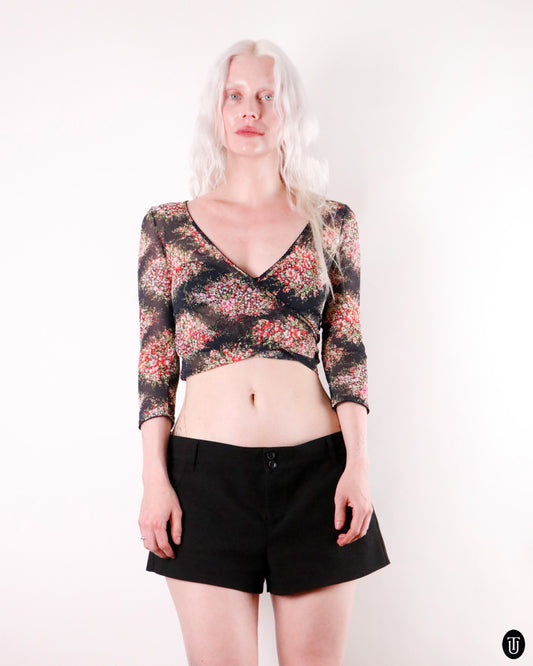 90's Blumarine "BluGirl" Floral Wrap Shirt M