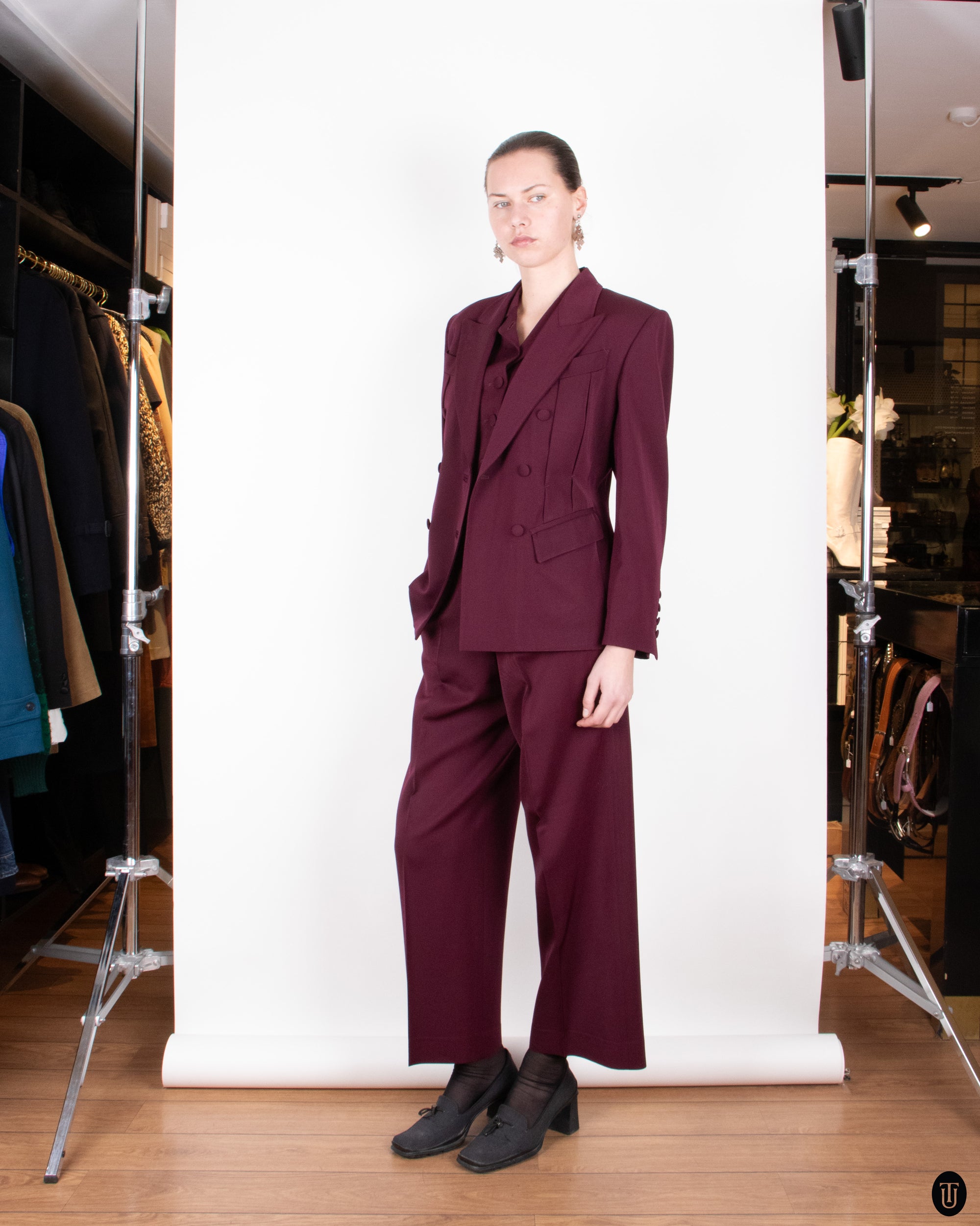Late 90's Jean Paul Gaultier Maroon Three Piece Suit M