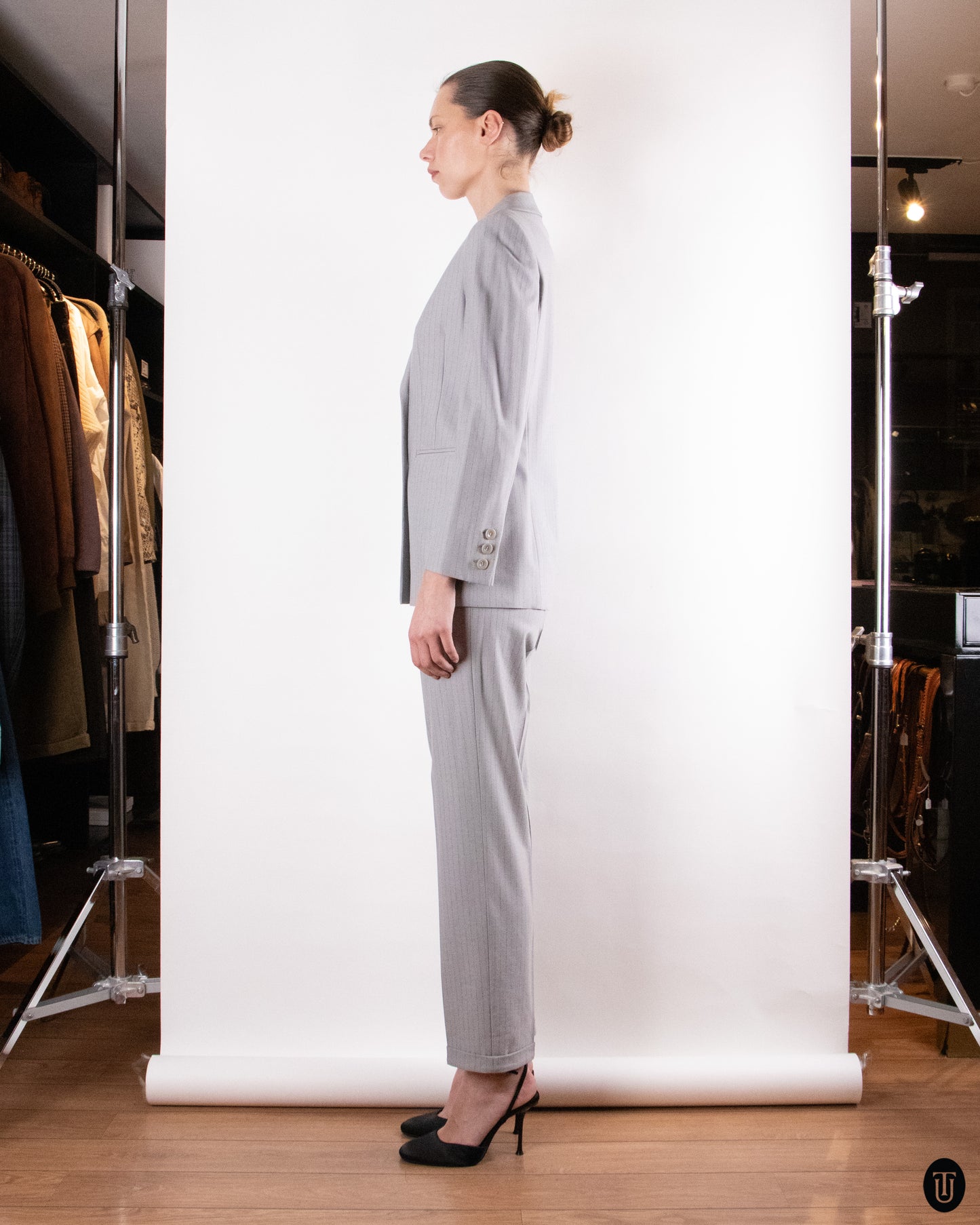 90's Gianfranco Ferre Studio Wool Pinstripe Suit S