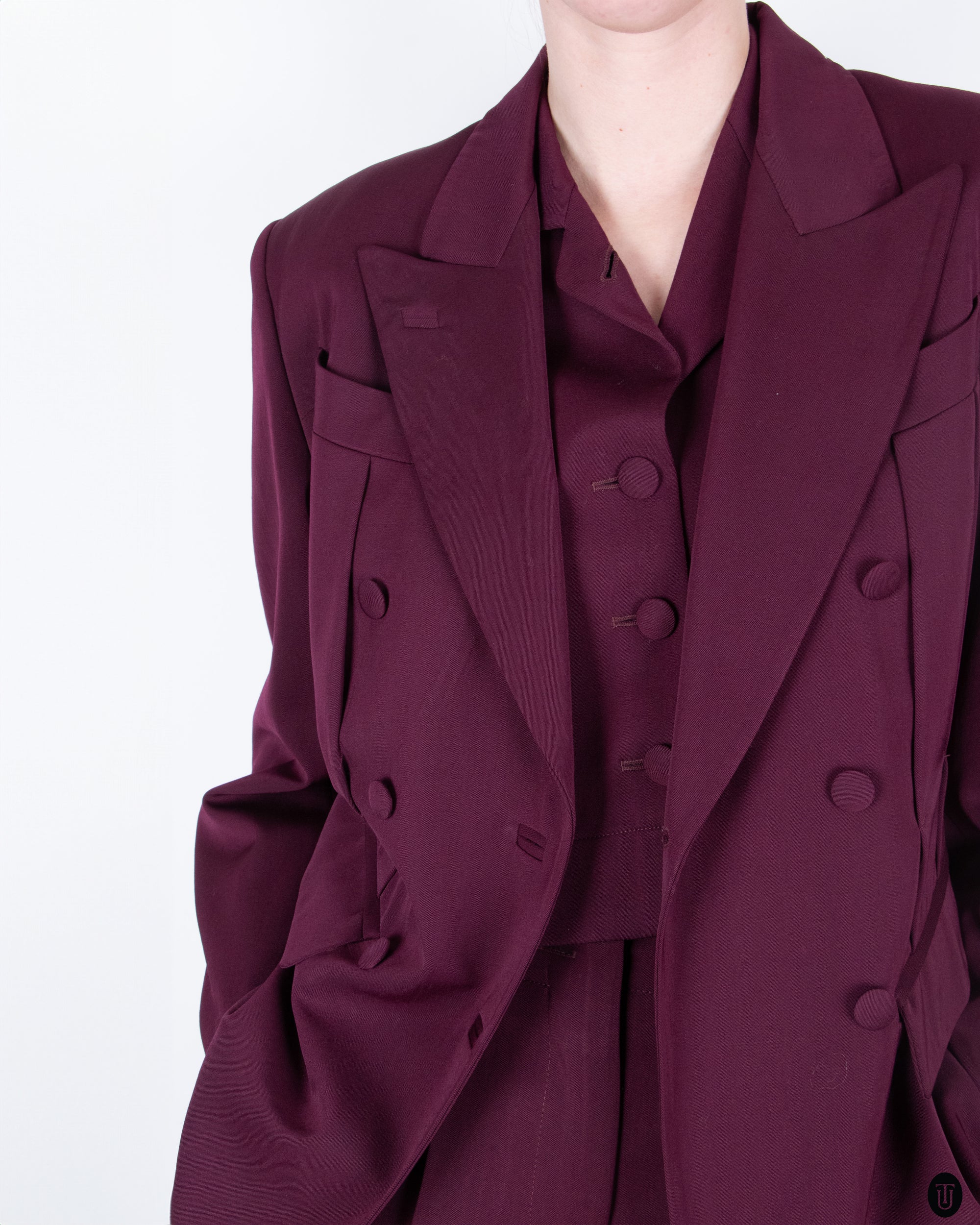 Late 90's Jean Paul Gaultier Maroon Three Piece Suit M
