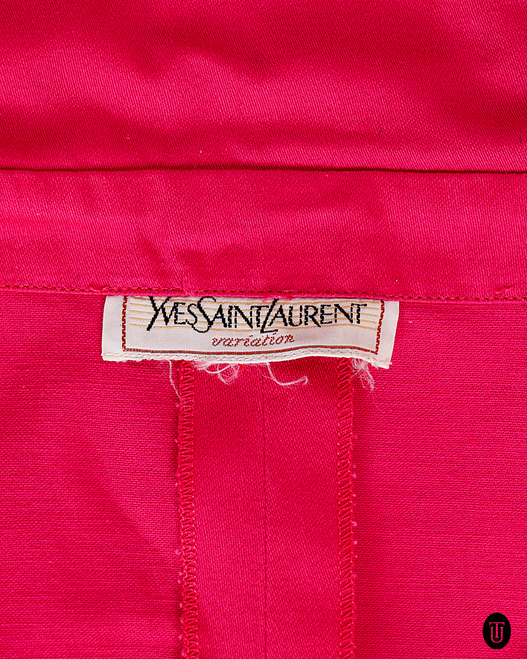 1980s Yves Saint Laurent Variation Button Down Magenta Cotton Dress S