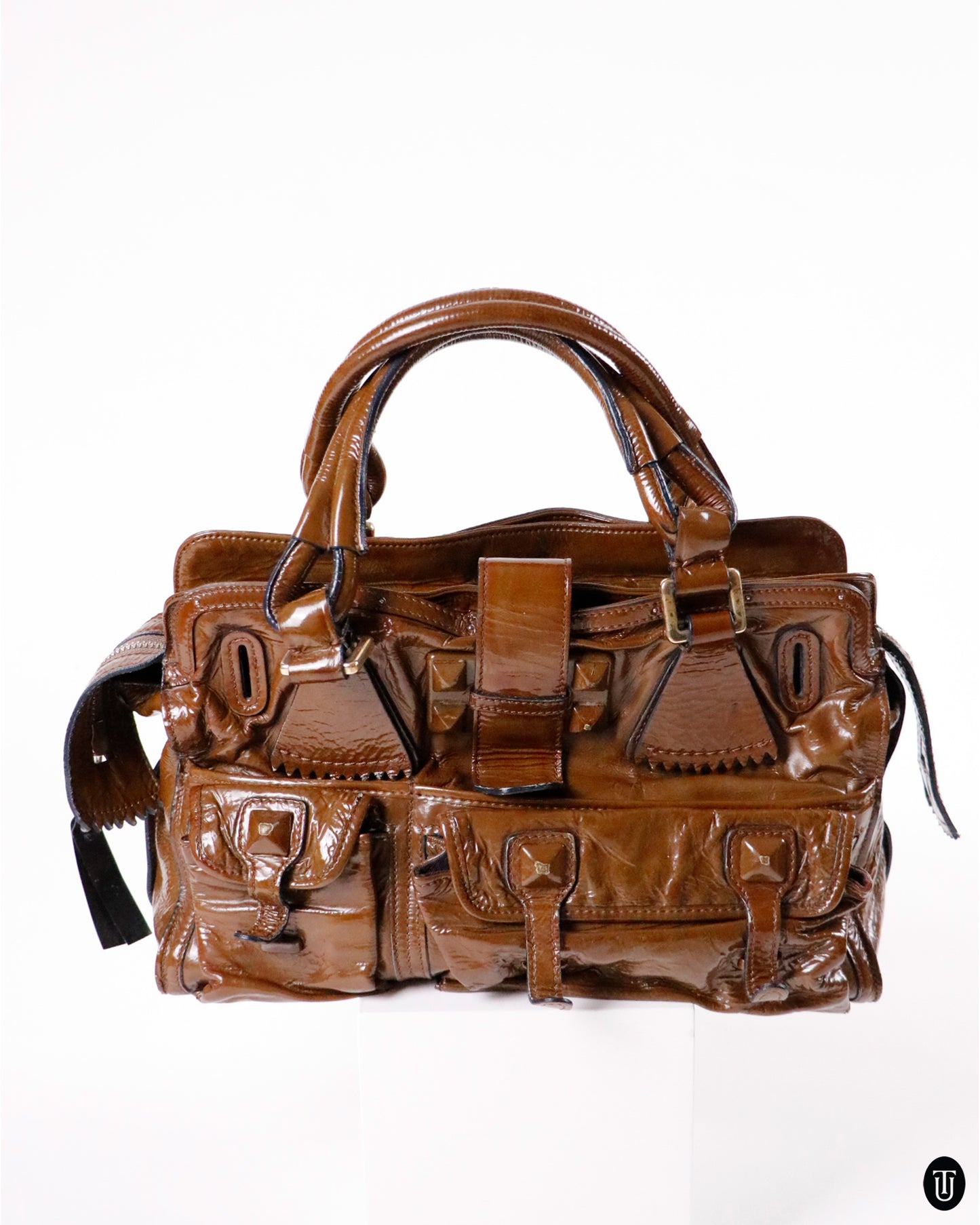 00's Chloé Brown Patent Leather Elviré Bag