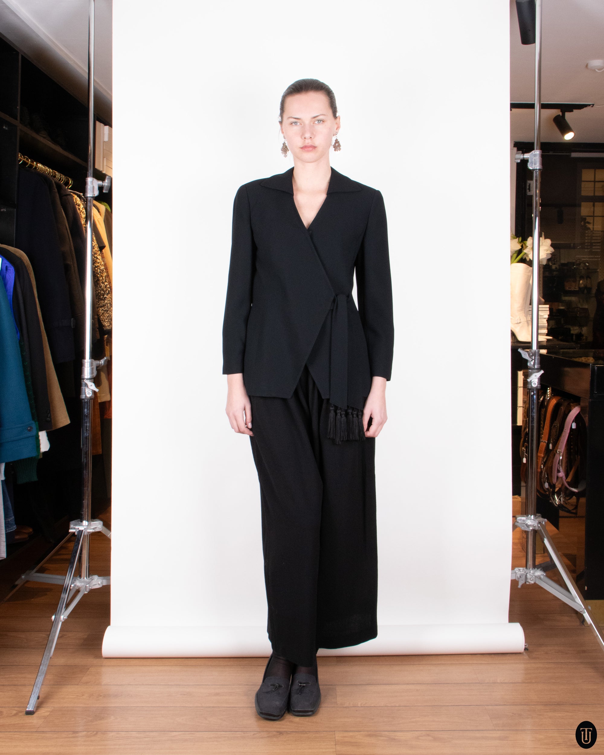 90's Christian Dior Black Wrap Blazer M