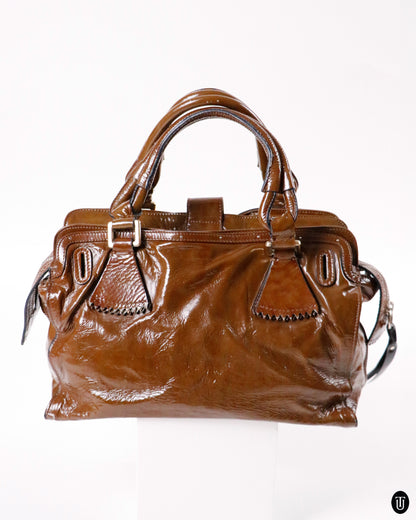 00's Chloé Brown Patent Leather Elviré Bag
