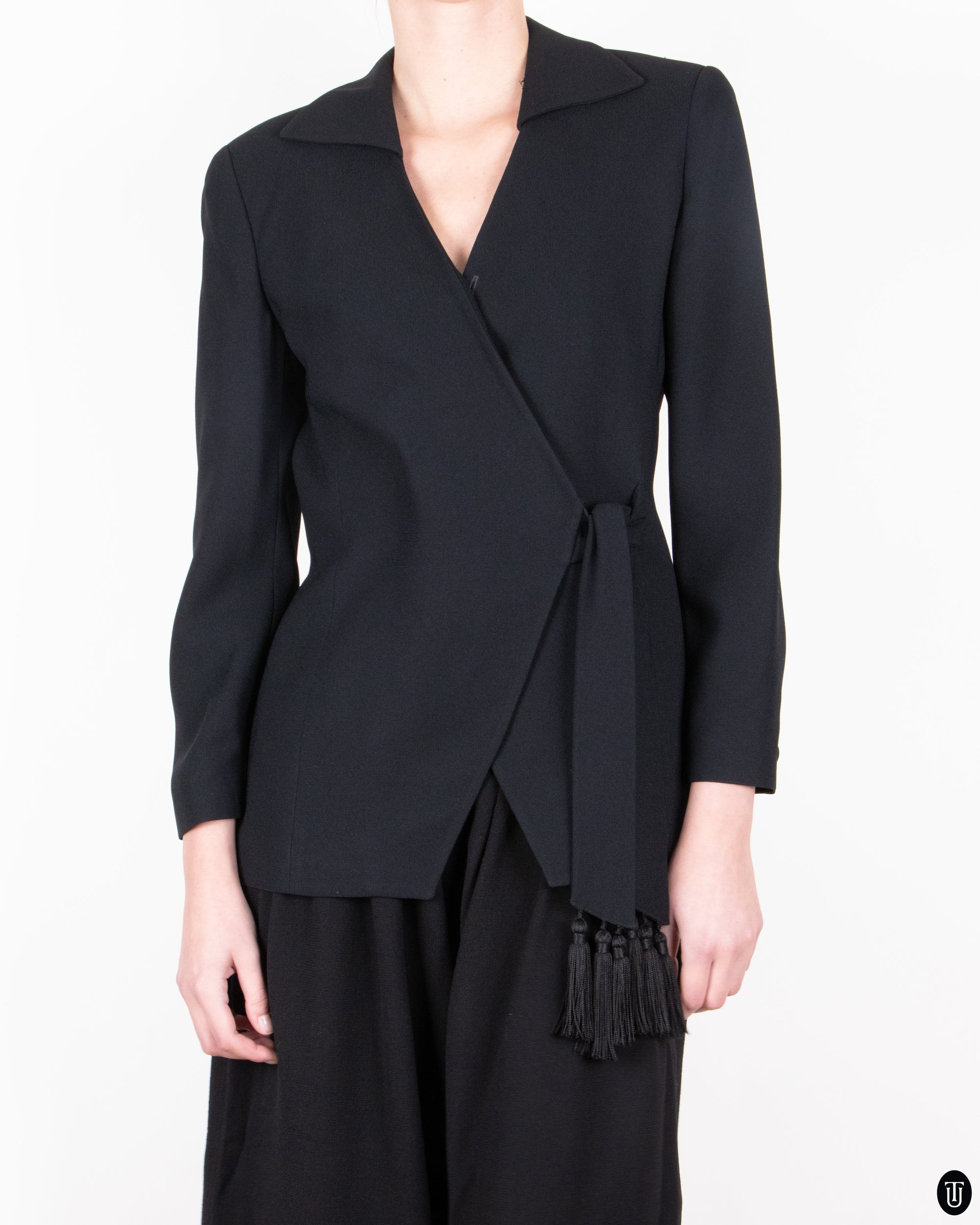 90's Christian Dior Black Wrap Blazer M