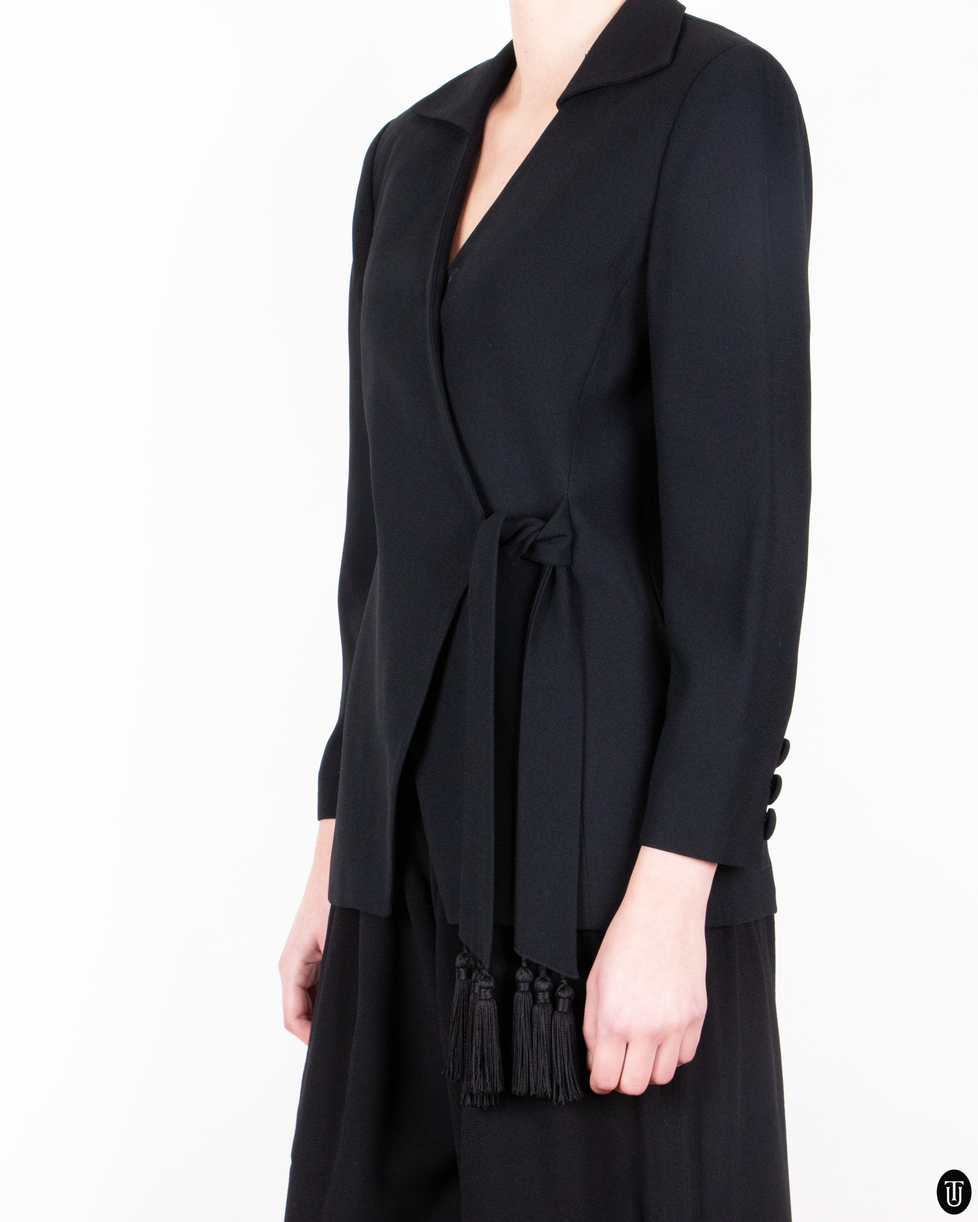 90's Christian Dior Black Wrap Blazer M