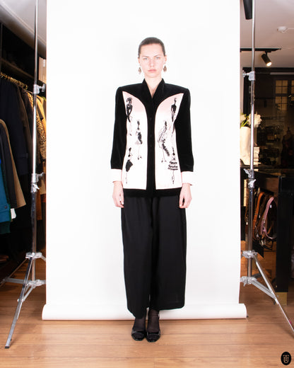 80's Escada by Margareta Ley Pink Black Embellished Blazer S