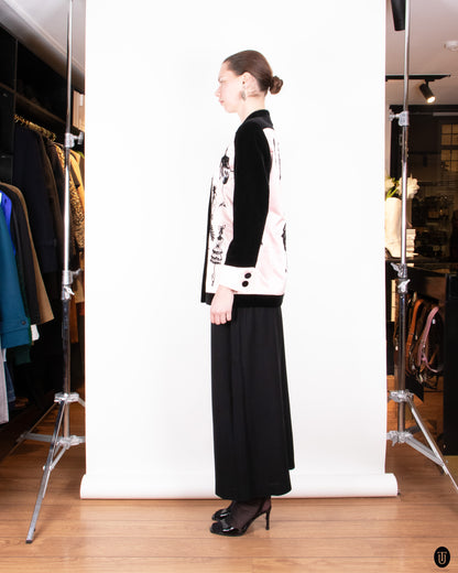 80's Escada by Margareta Ley Pink Black Embellished Blazer S