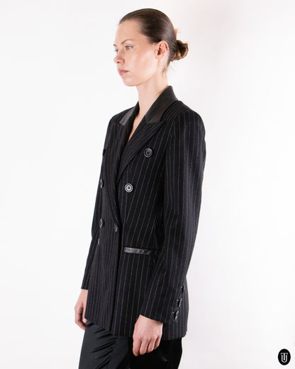 90's Gai Mattiolo Black Pinstripe Blazer M