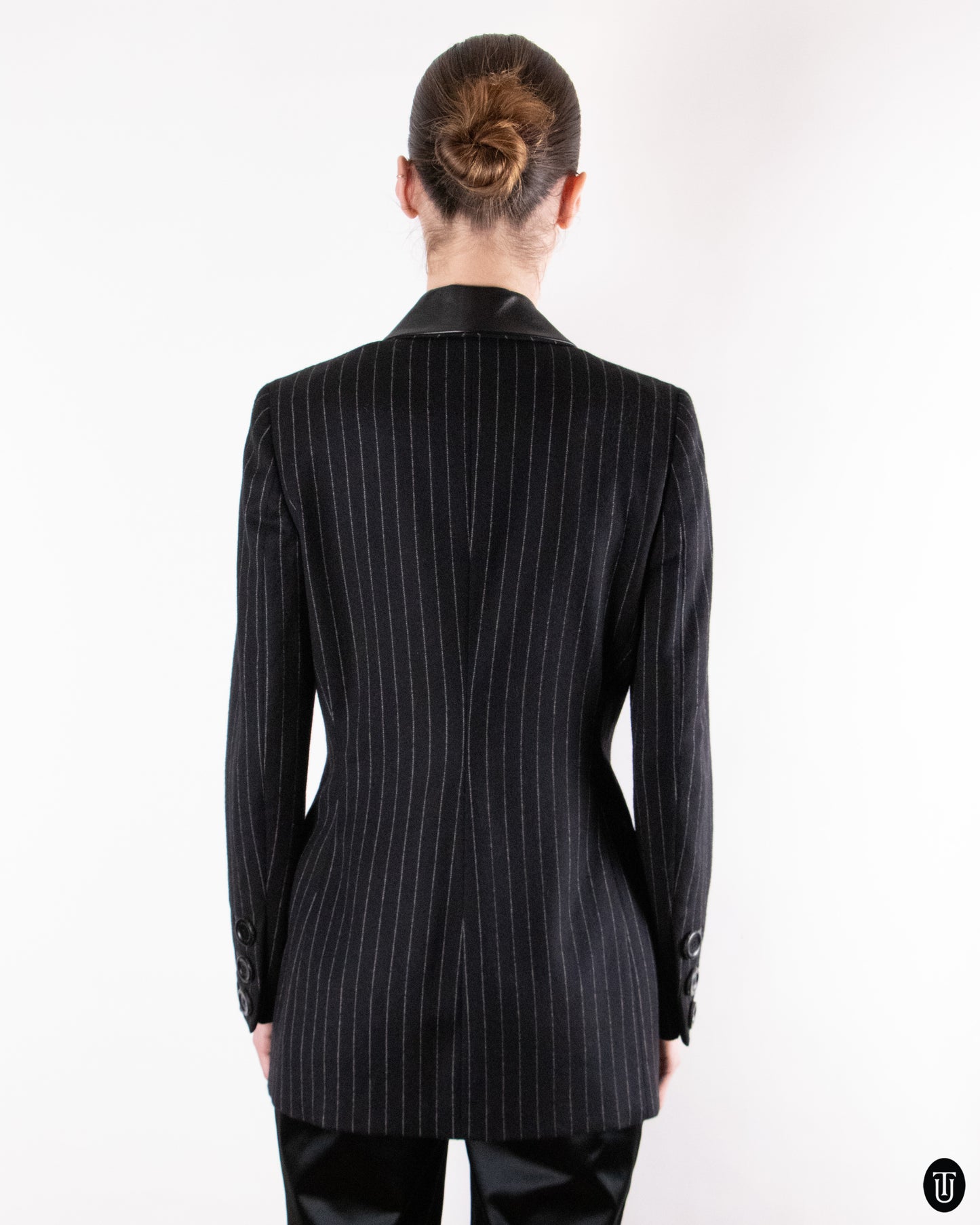 90's Gai Mattiolo Black Pinstripe Blazer M