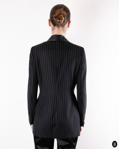 90's Gai Mattiolo Black Pinstripe Blazer M