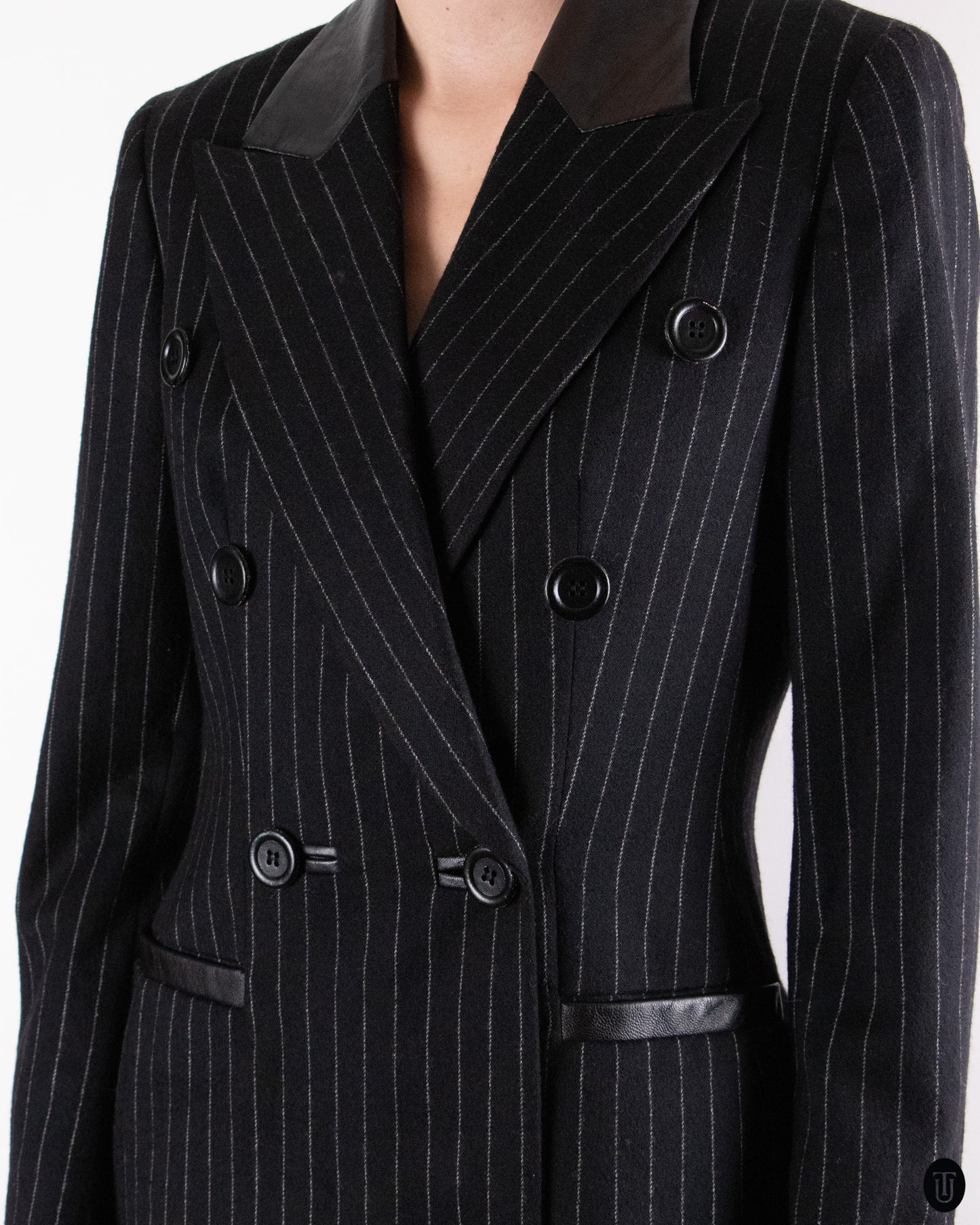 90's Gai Mattiolo Black Pinstripe Blazer M