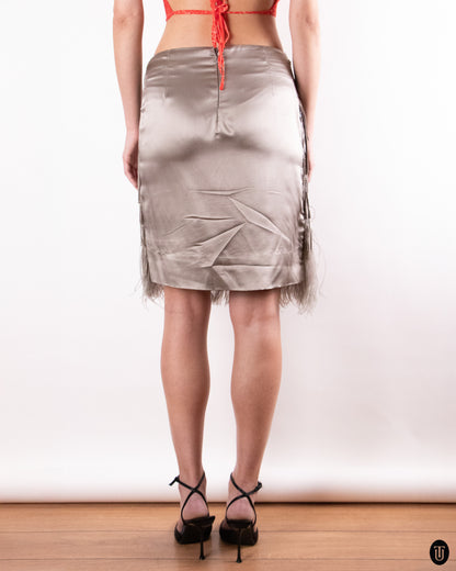 SS09 Alessandro Dell'Aqua Silk Embellished Fringe Skirt M