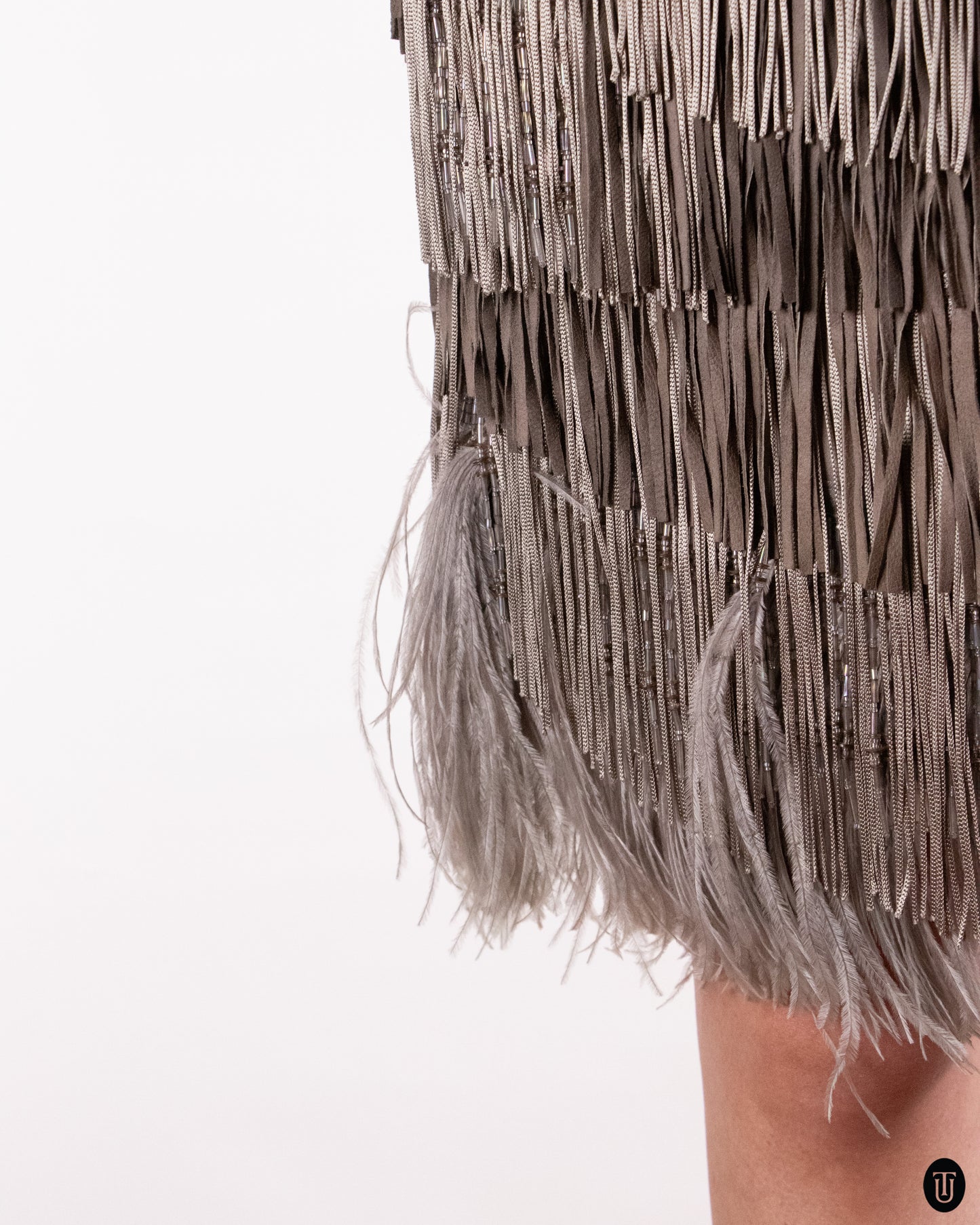 SS09 Alessandro Dell'Aqua Silk Embellished Fringe Skirt M