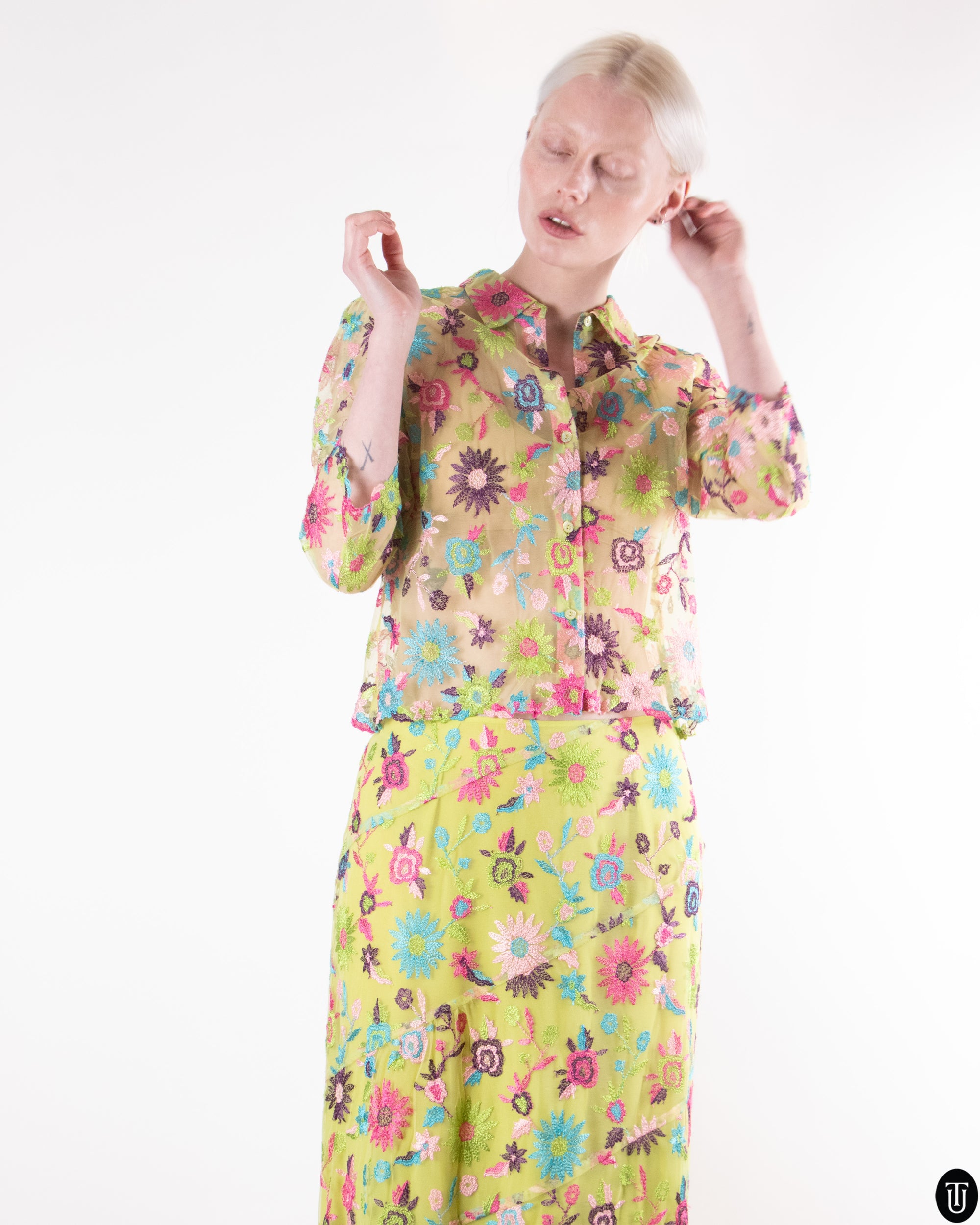 90's Chrisitan Lacroix Flower Skirt Set M