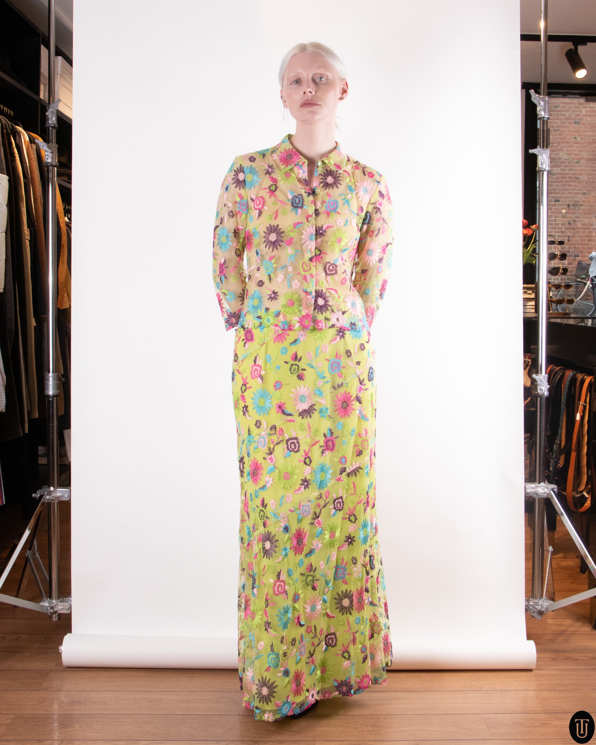 90's Chrisitan Lacroix Flower Skirt Set M