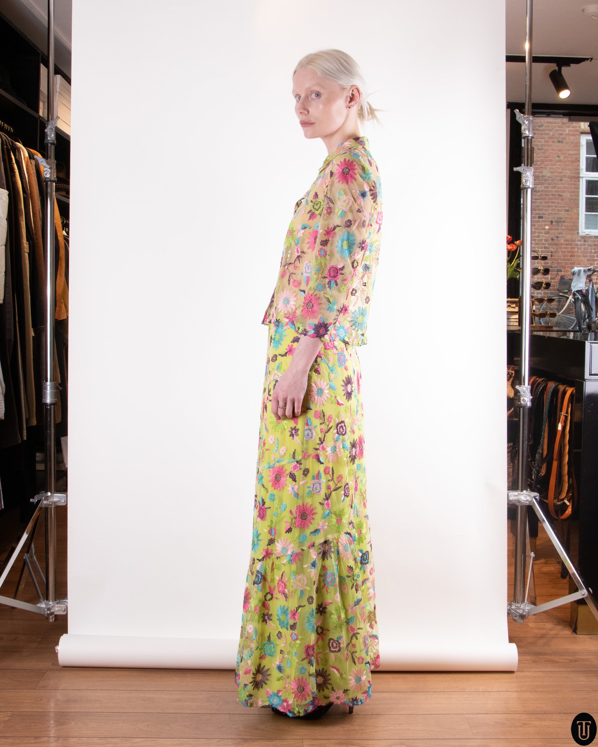 90's Chrisitan Lacroix Flower Skirt Set M