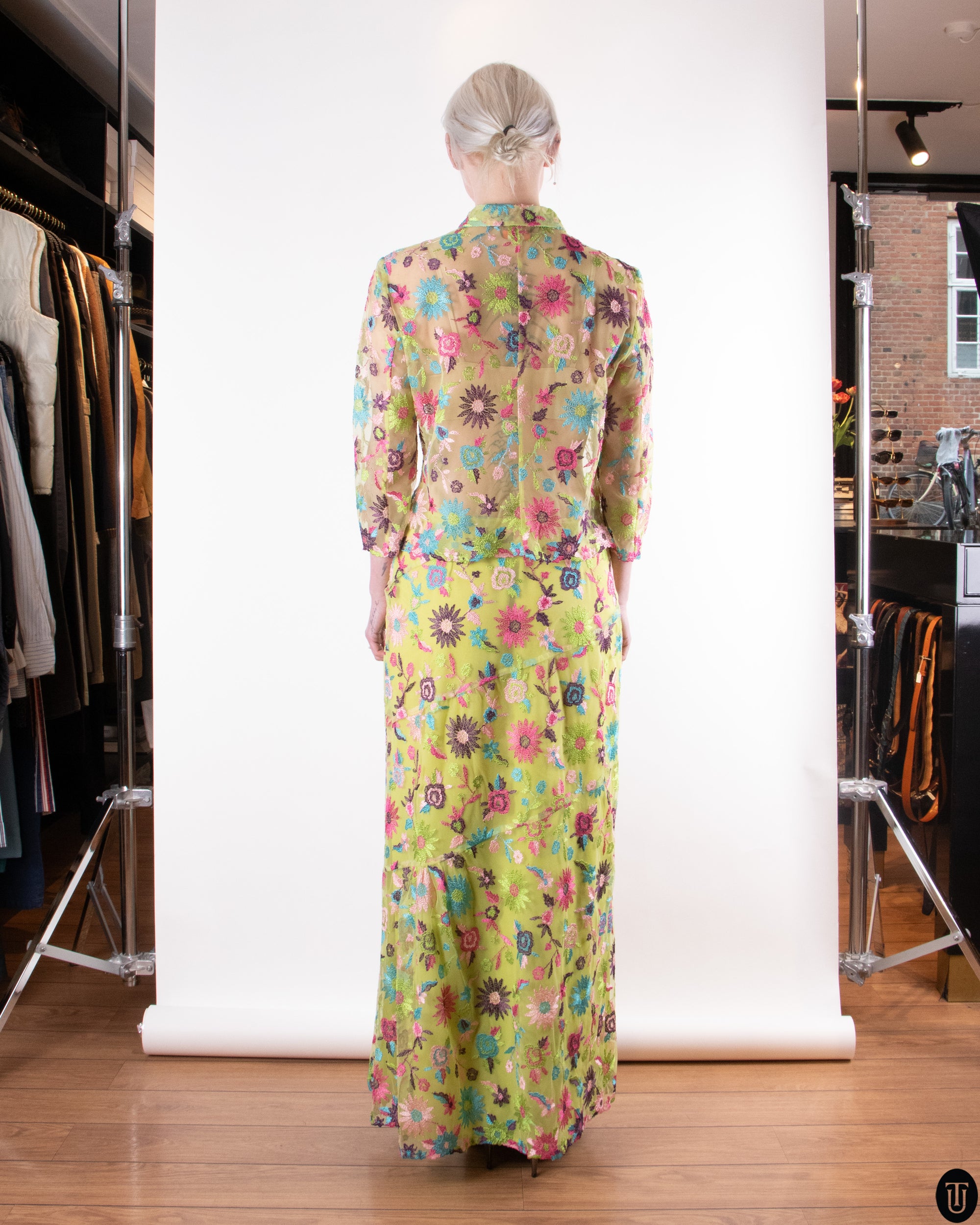 90's Chrisitan Lacroix Flower Skirt Set M