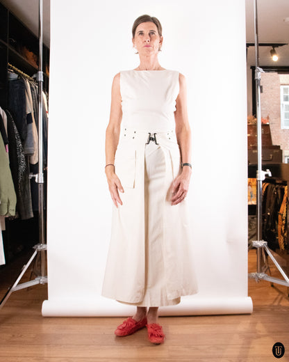 00's Kenzo White Cotton Wrap Dress M