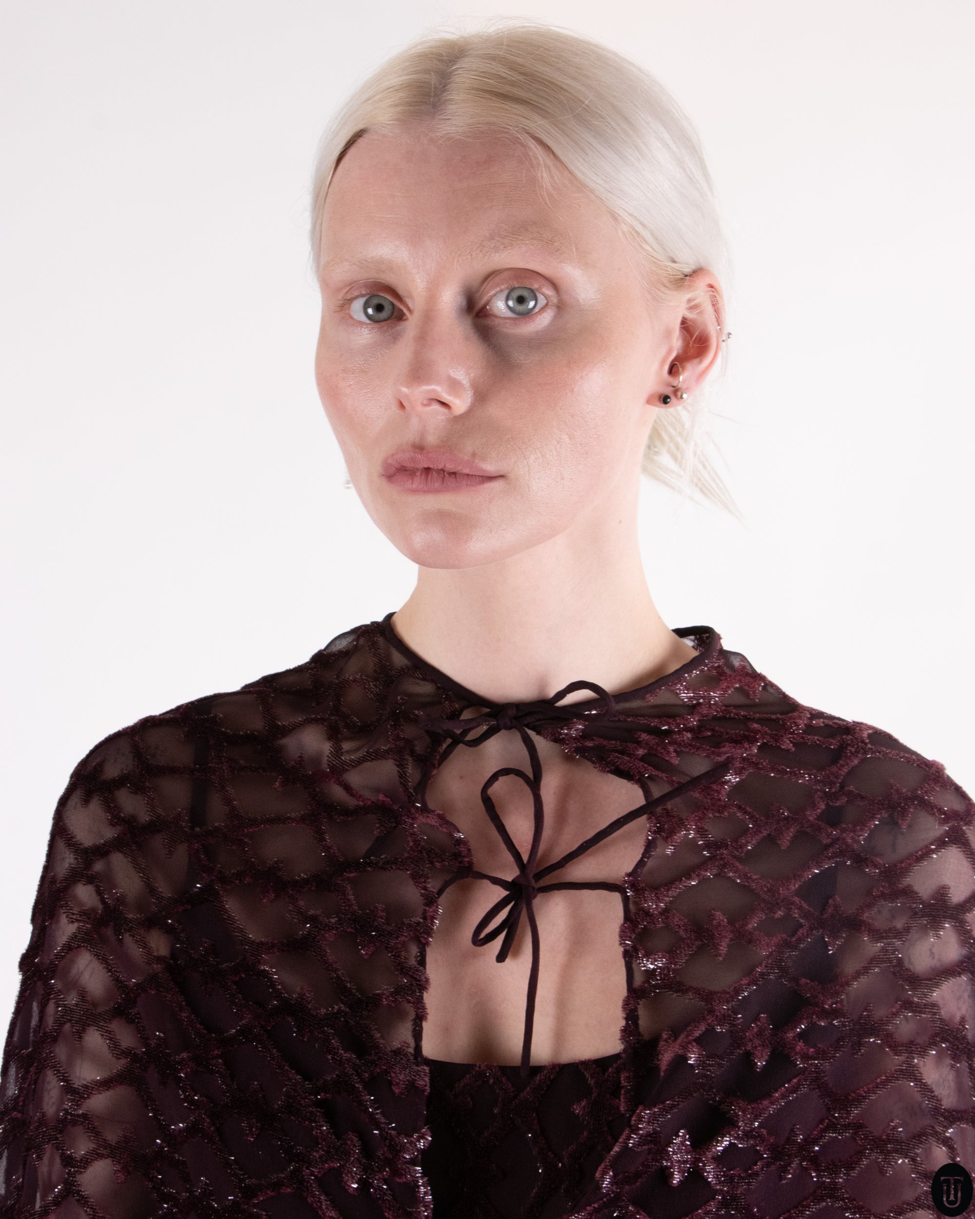 00's Mogens Eriksen Haute Couture Feathered Cape Gown M
