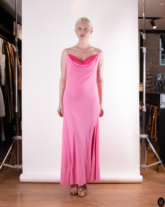 90's Versace Classic Hot Pink Slip Dress M