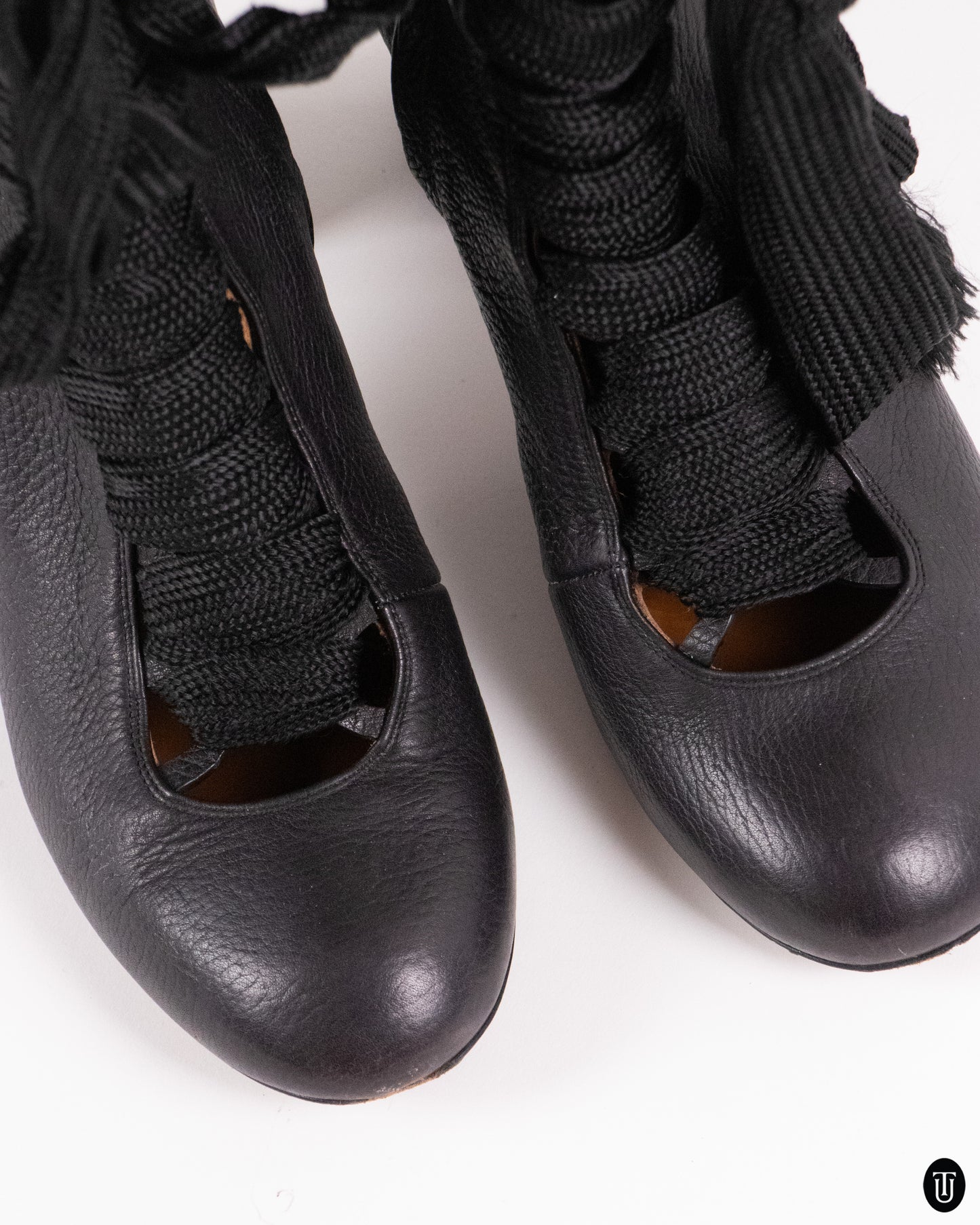 00s Chloé Black Lace-up Ribbon Boots